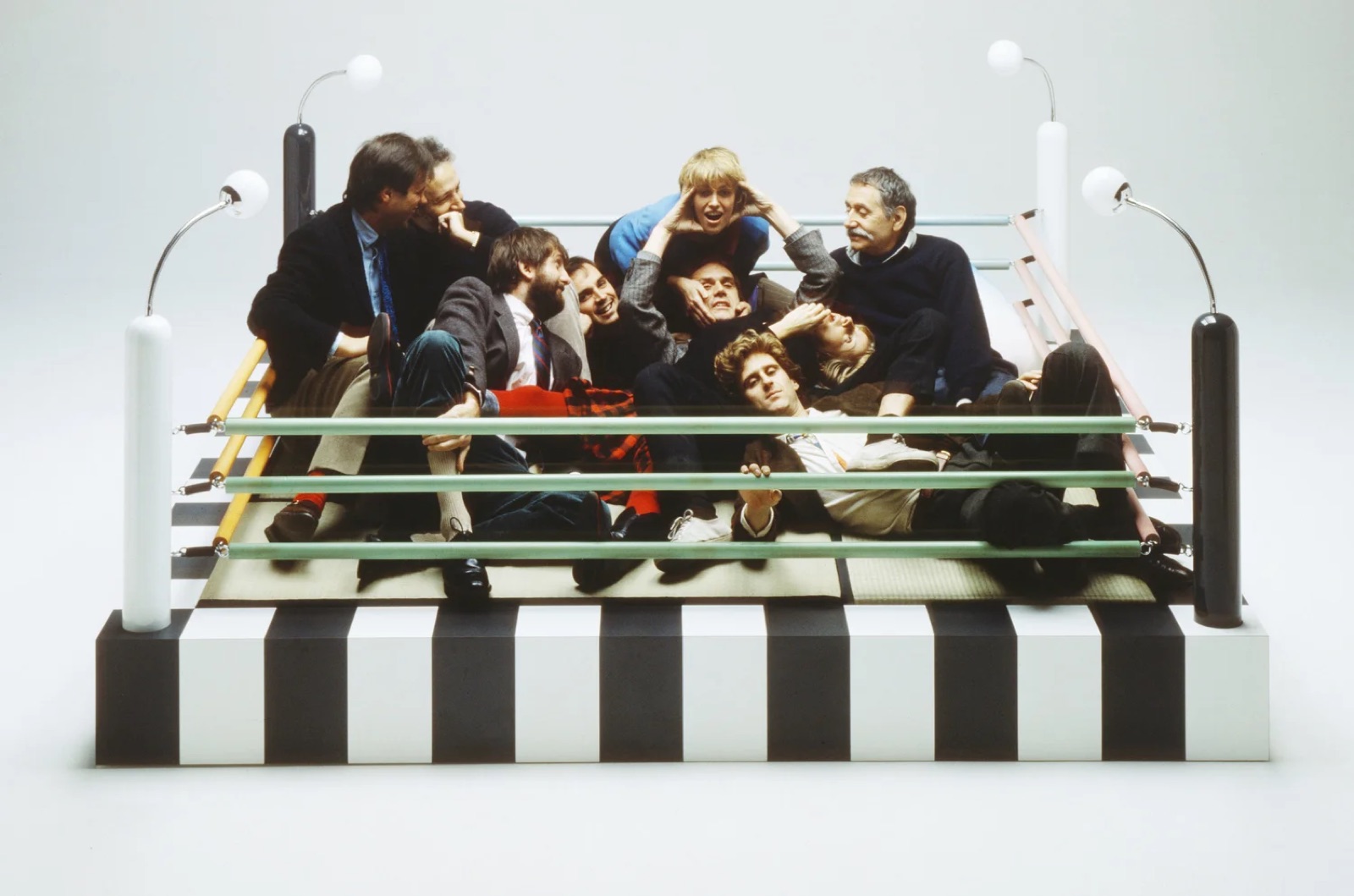 Designers from the Memphis group in Masanori Umeda's Tawaraya, photographed by Studio Azzurro in 1981